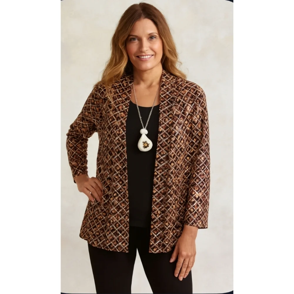 BY Design Multi Color Top/Blouse/Cardigan, With Necklace, L, NWT ✔️